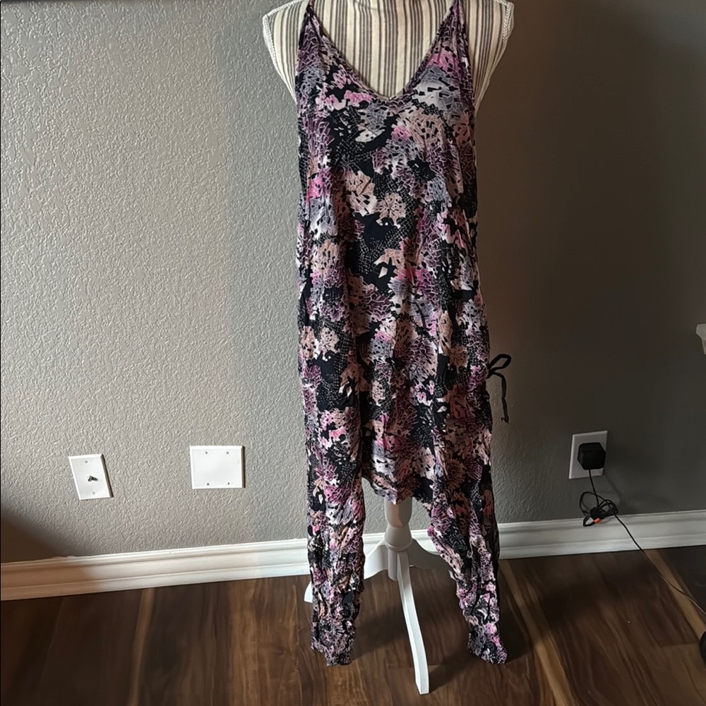 Floral Halter Jumpsuit Pink and Black
